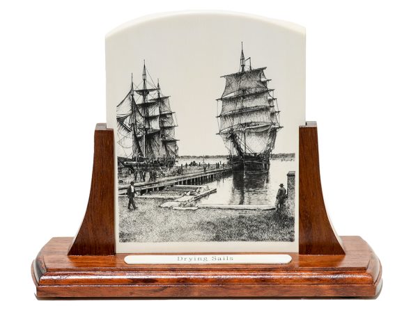 Gerry Dupont Scrimshaw - Whalers Drying Sails