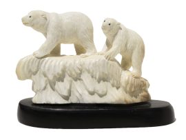 Unknown Carver - Polar Bears on Ice Floe Carving