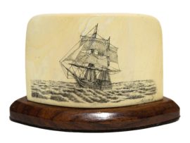 David Admas Scrimshaw - Ship in Coppy Seas