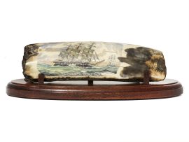 Chris Lehwalder Scrimshaw - Clipper Ships in Heavy Seas - Scrimshaw Collector