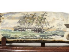 Chris Lehwalder Scrimshaw - Clipper Ships in Heavy Seas - Scrimshaw Collector