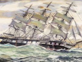 Chris Lehwalder Scrimshaw - Clipper Ships in Heavy Seas - Scrimshaw Collector