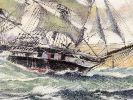 Chris Lehwalder Scrimshaw - Clipper Ships in Heavy Seas - Scrimshaw Collector