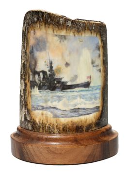 Chris Lehwalder Scrimshaw - WWII Battle at Sea