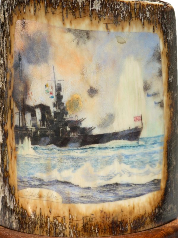 Chris Lehwalder Scrimshaw - WWII Battle at Sea