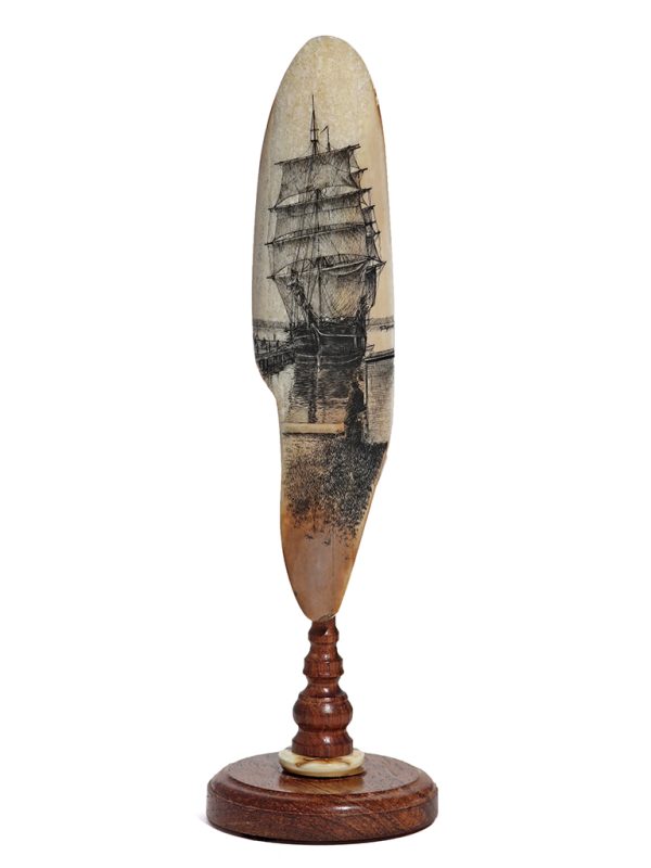 Gerry Dupont Scrimshaw - Whaler Drying Sails