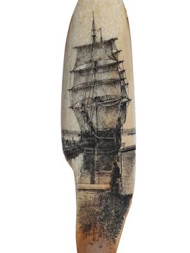 Gerry Dupont Scrimshaw - Whaler Drying Sails