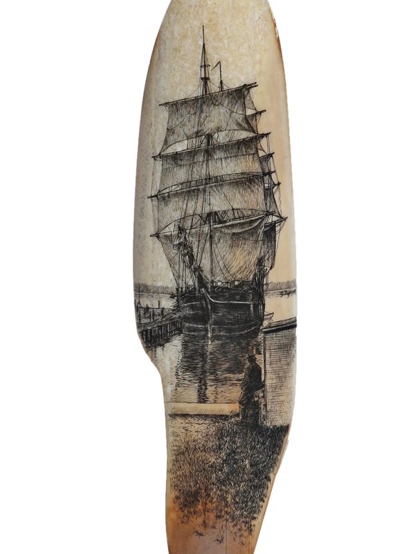 Gerry Dupont Scrimshaw - Whaler Drying Sails
