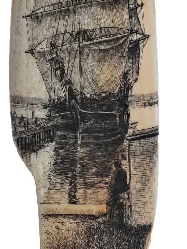 Gerry Dupont Scrimshaw - Whaler Drying Sails