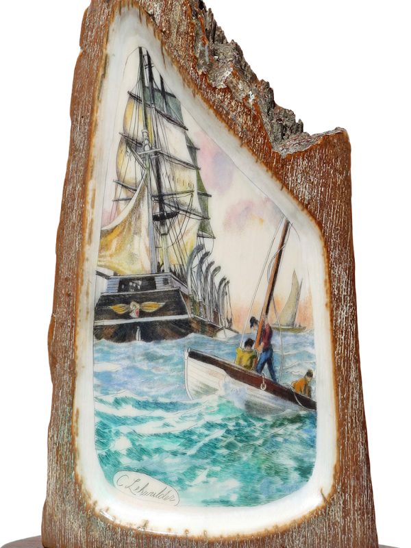 Chris Lehwalder Scrimshaw - Lowering Whaleboats