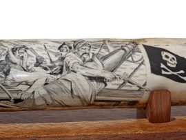 Jim Pauls Scrimshaw - Pirates Boarding!