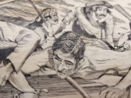 Jim Pauls Scrimshaw - Pirates Boarding!