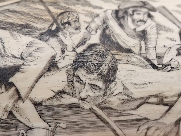 Jim Pauls Scrimshaw - Pirates Boarding!
