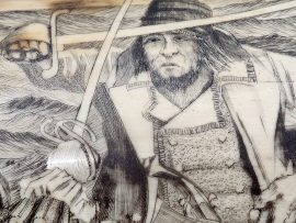 Jim Pauls Scrimshaw - Pirates Boarding!