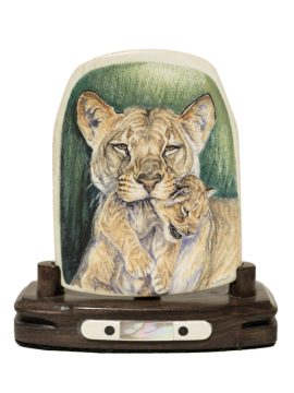 Matt Stothart Scrimshaw - Lion Mother and Cub
