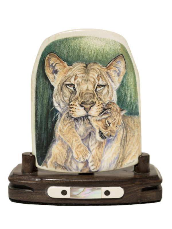 Matt Stothart Scrimshaw - Lion Mother and Cub