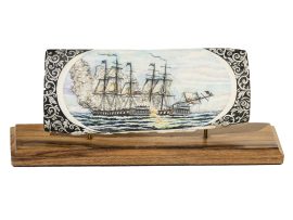 Yoko Gaydos Scrimshaw - Constitution vs Guerriere - Scrimshaw Collectror