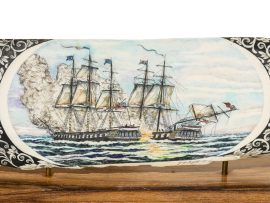 Yoko Gaydos Scrimshaw - Constitution vs Guerriere - Scrimshaw Collectror