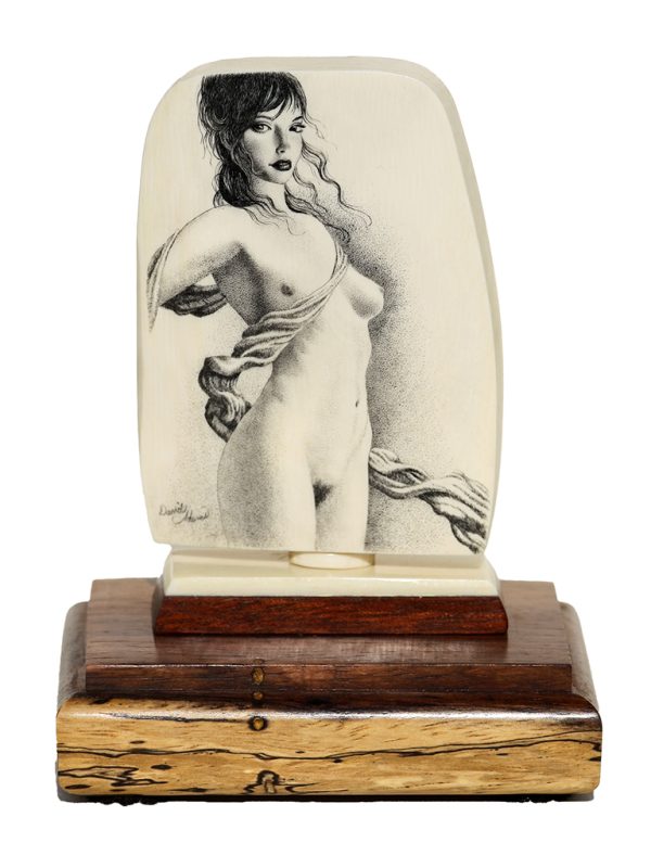 David Adams Scrimshaw - Nude Wrapped in Silk