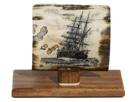 Gerry Dupont Scrimshaw - Whaleship, Wanderer, Stranded on the Rocks of Cuttyhunk Island, 1924