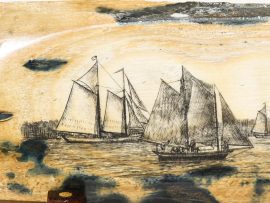 Gerry Dupont Scrimshaw - Windjammer Racing on Penobscot Bay - Scrimshaw Collector