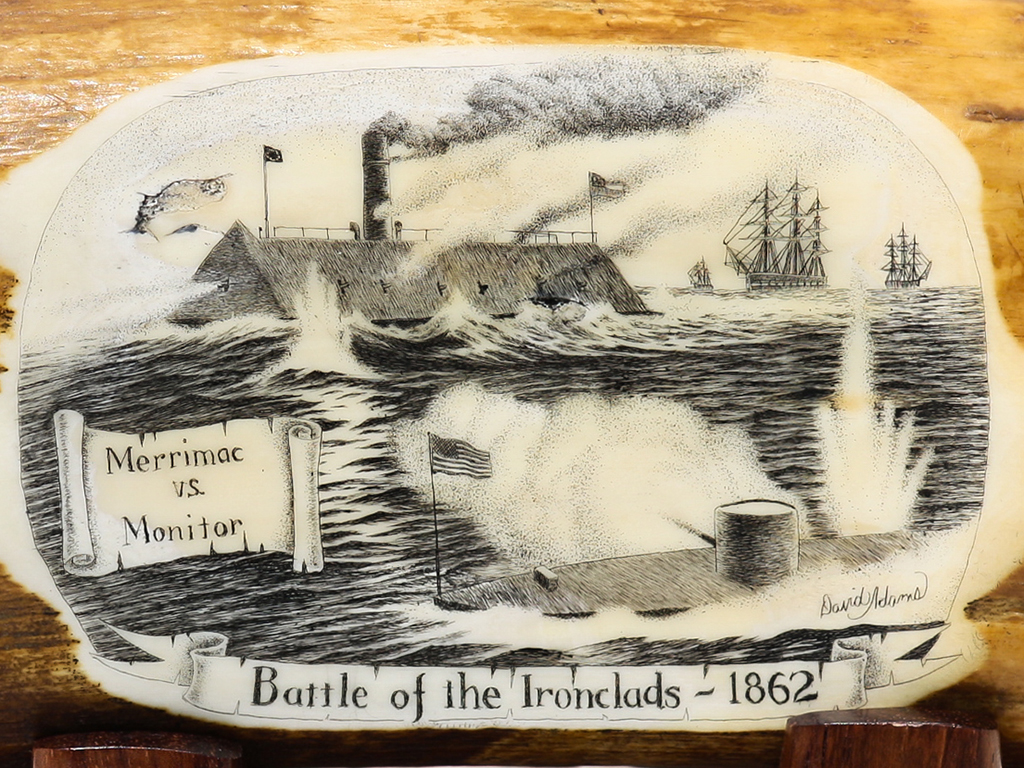 David Admas Scrimshaw - Battle of the Ironclads - 1862