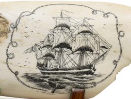 Andre Dolenko Scrimshaw - Clipper with Full Sails