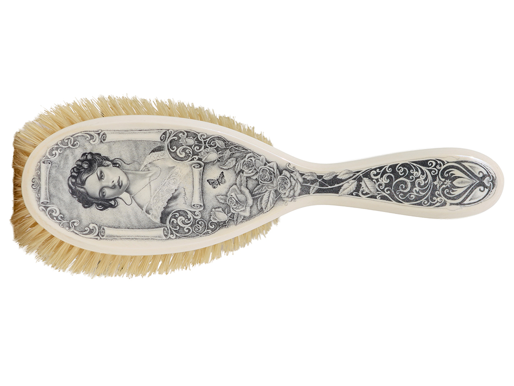 David Adams Scrimshaw - Portrait on Ivory Brush I