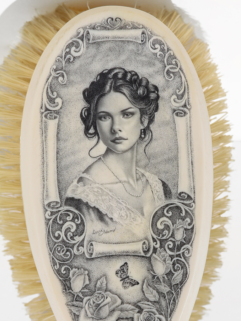 David Adams Scrimshaw - Portrait on Ivory Brush I