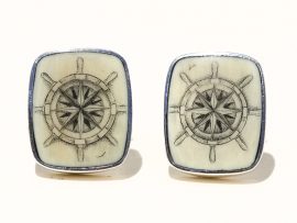 David Adams Scrimshaw - Captain's Wheel Cufflnks