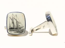 David Adams Scrimshaw - Schooner Cufflinks