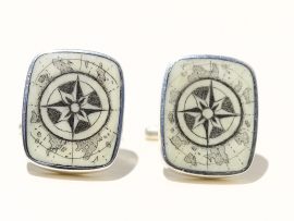 David Adams Scrimshaw - Compass Rose Cufflinks