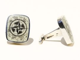 David Adams Scrimshaw - Compass Rose Cufflinks