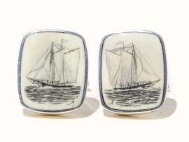 Adams Scrimshaw - Schooner At Sea Cufflinks