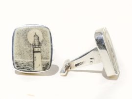 Adams Scrimshaw -l Moon Lighthouse Cufflinks